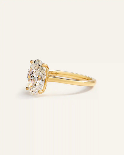 Lab Grown Diamond Oval Trellis Cathedral Engagement Ring - 3ct
