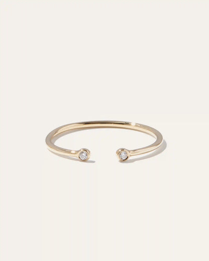 14K Gold Diamond Bezel Open Ring