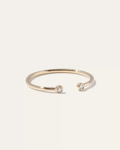14K Gold Diamond Bezel Open Ring