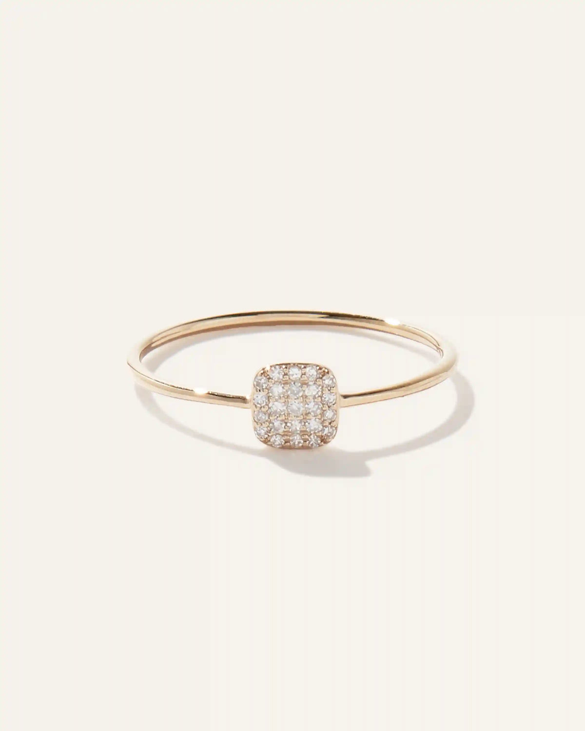 14K Gold Pave Diamond Cushion Ring