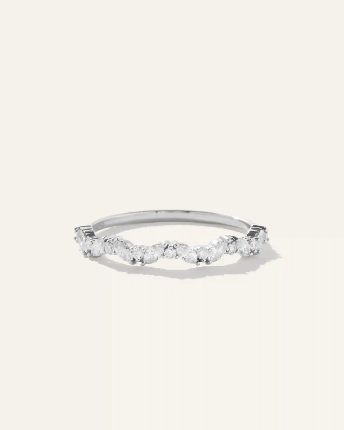 14K Gold Diamond Slanted Marquise and Round Band