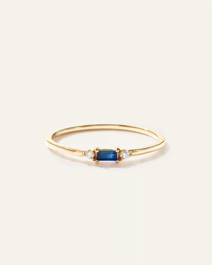 14k Gold Baguette Gemstone with Diamonds Ring