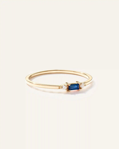 14k Gold Baguette Gemstone with Diamonds Ring