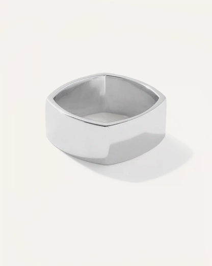 Silver Square Cigar Band Ring