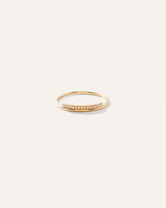 14K Gold Pave Diamond Bar Stack Band