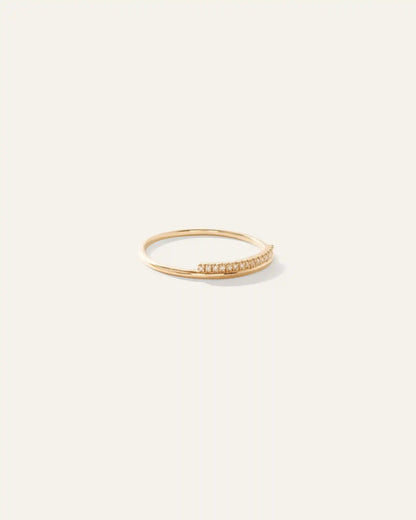 14K Gold Pave Diamond Bar Stack Band