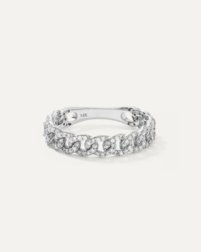 14K Gold Diamond Chain Ring