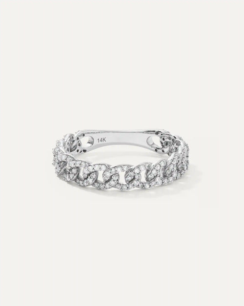 14K Gold Diamond Chain Ring