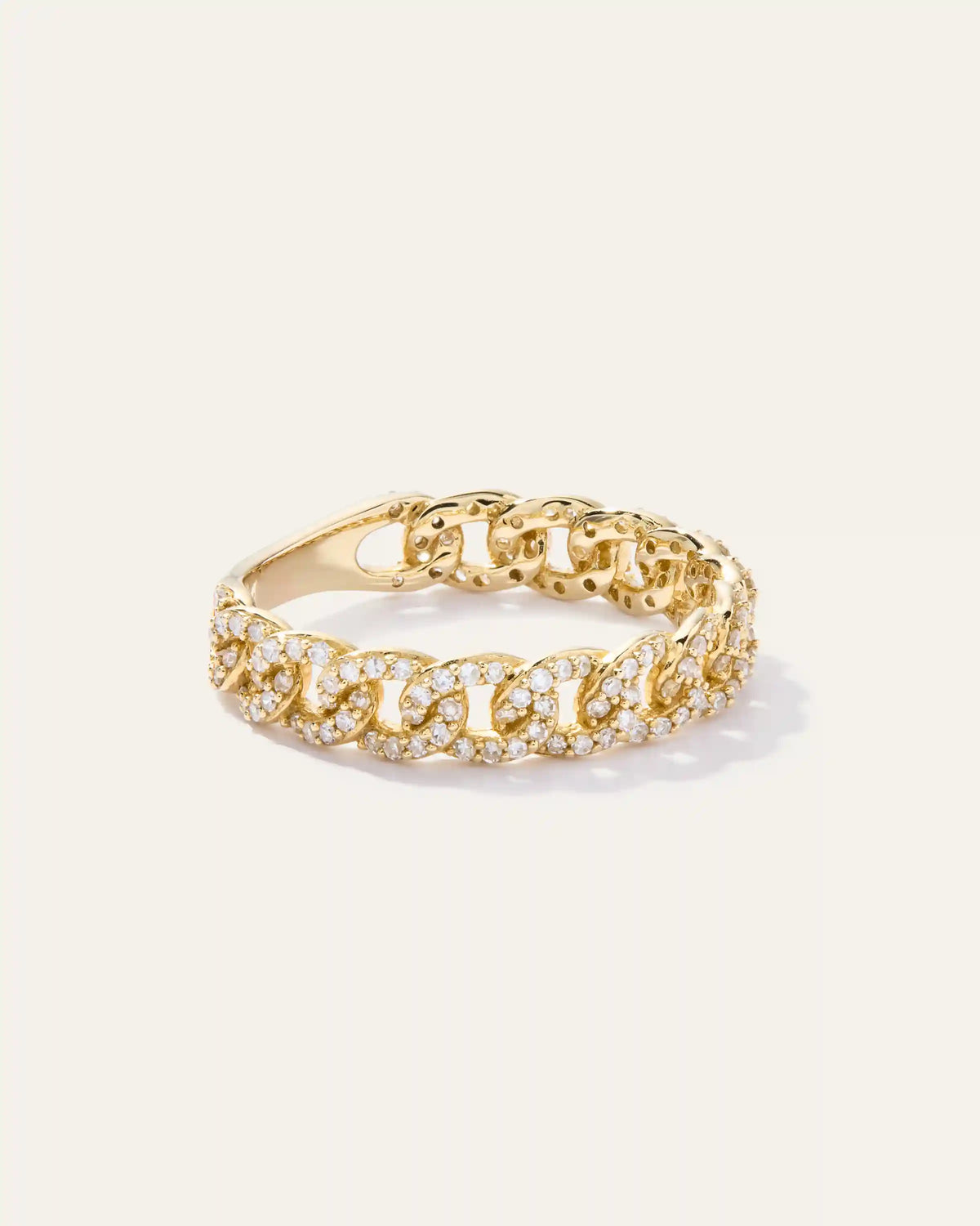 14K Gold Diamond Chain Ring