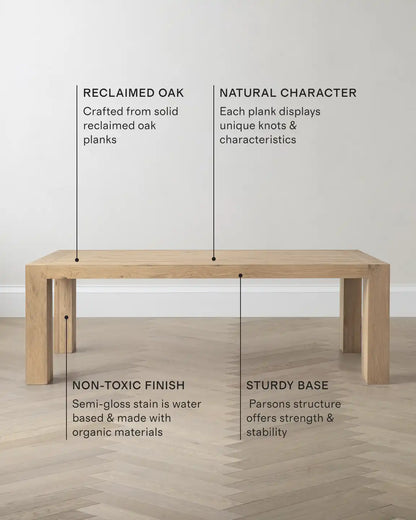 Reclaimed Oak Parsons Dining Table