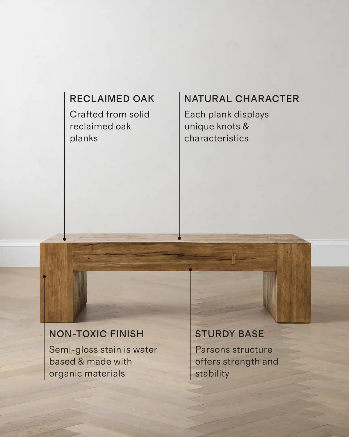 Reclaimed Oak Waterfall Coffee Table