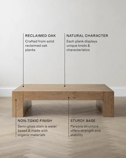 Reclaimed Oak Waterfall Coffee Table