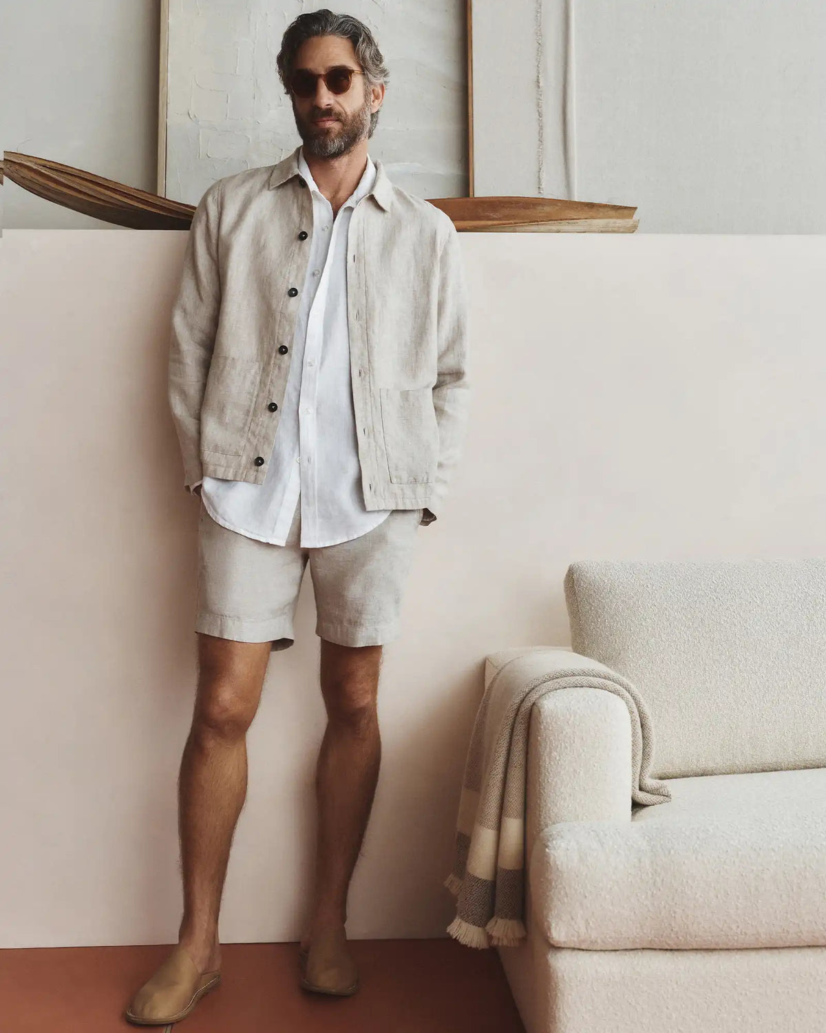 100% European Linen Trouser Shorts - 7"