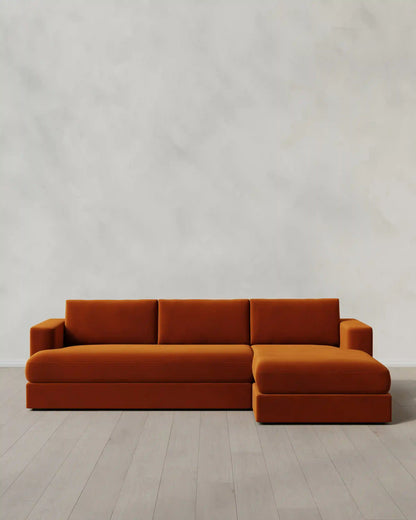 Sierra Curved Arm Chaise Sectional in Performance Velvet