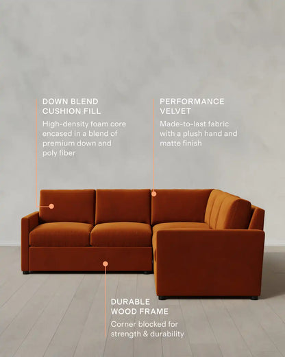 Brennan L Sectional in Performance Velvet