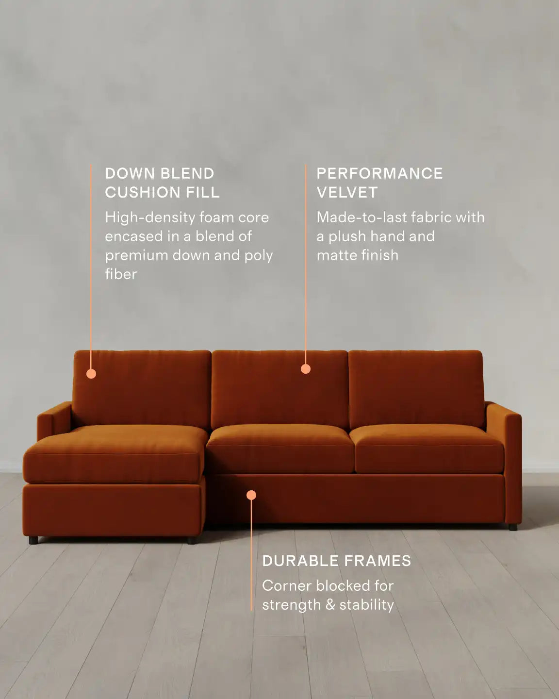 Brennan Chaise Sectional in Performance Velvet