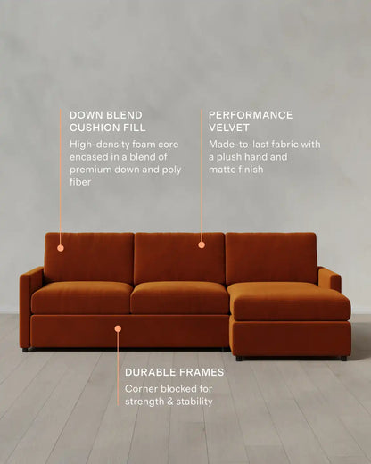 Brennan Chaise Sectional in Performance Velvet