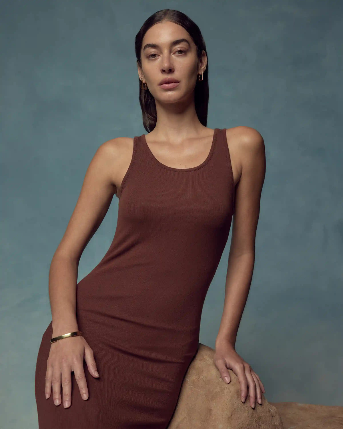 Tencel Rib Knit Tank Midi Dress