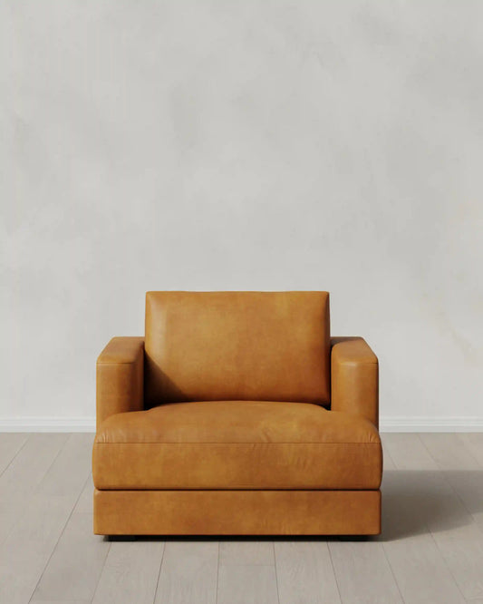 Sierra Curved Arm Accent Chair in Leather