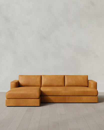 Sierra Curved Arm Chaise Sectional in Leather