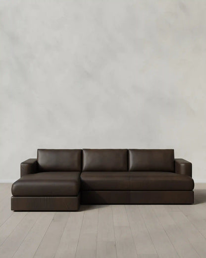 Sierra Curved Arm Chaise Sectional in Leather