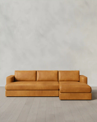 Sierra Curved Arm Chaise Sectional in Leather