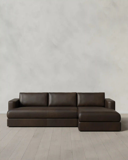 Sierra Curved Arm Chaise Sectional in Leather