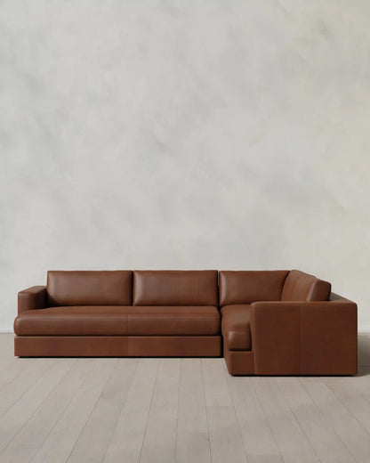 Sierra Curved Arm L Sectional in Leather
