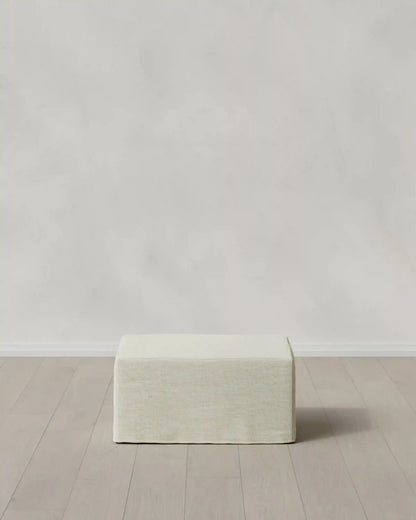 Ellery Slipcover Ottoman in Performance Linen