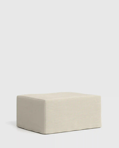 Ellery Slipcover Ottoman in Performance Linen