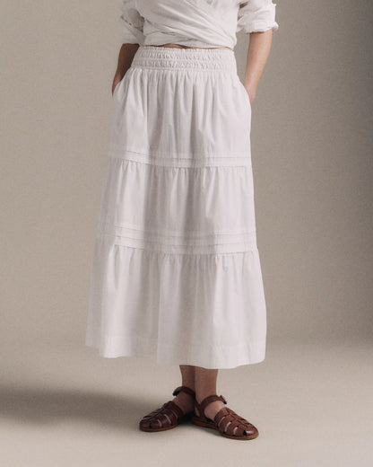 100% Organic Cotton Poplin Tiered Maxi Skirt