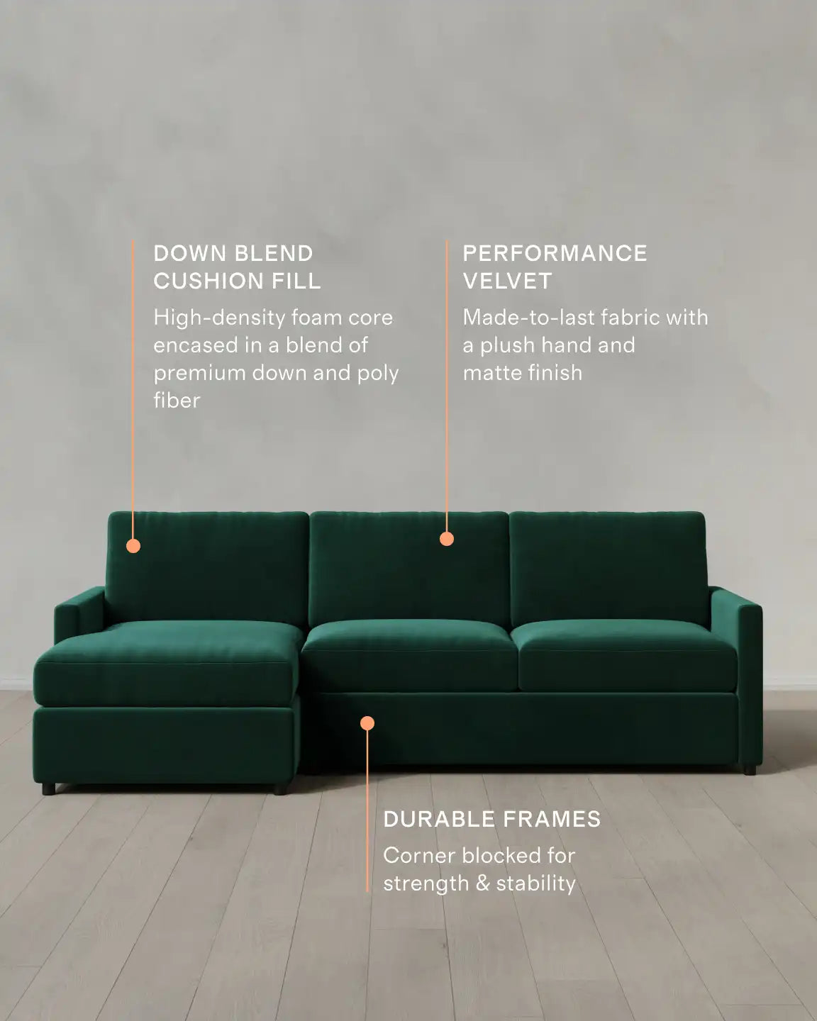 Brennan Chaise Sectional in Performance Velvet