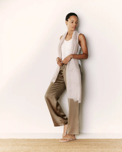 100% Washable Silk Drawstring Wide Leg Pants