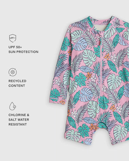 Long Sleeve Zip-Up Rash Guard One-Piece