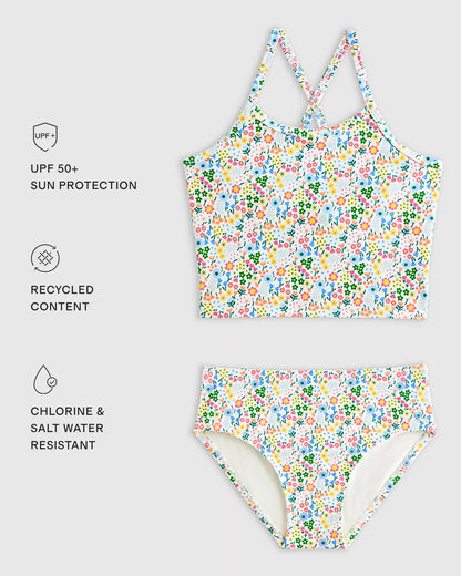Tankini and Long Sleeve Raglan Rash Guard Set
