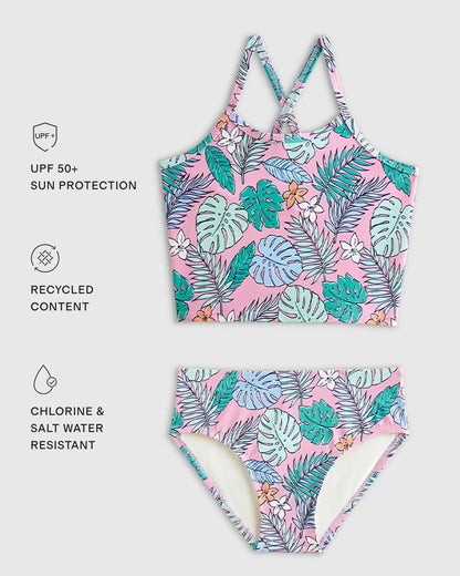 Tankini and Long Sleeve Raglan Rash Guard Set