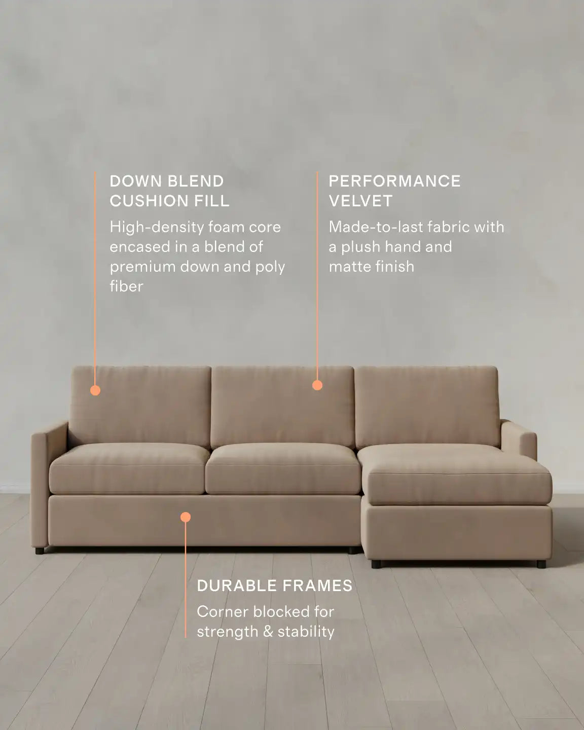 Brennan Chaise Sectional in Performance Velvet