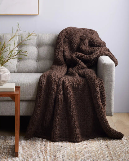 Chunky Hand Knit Wool Throw
