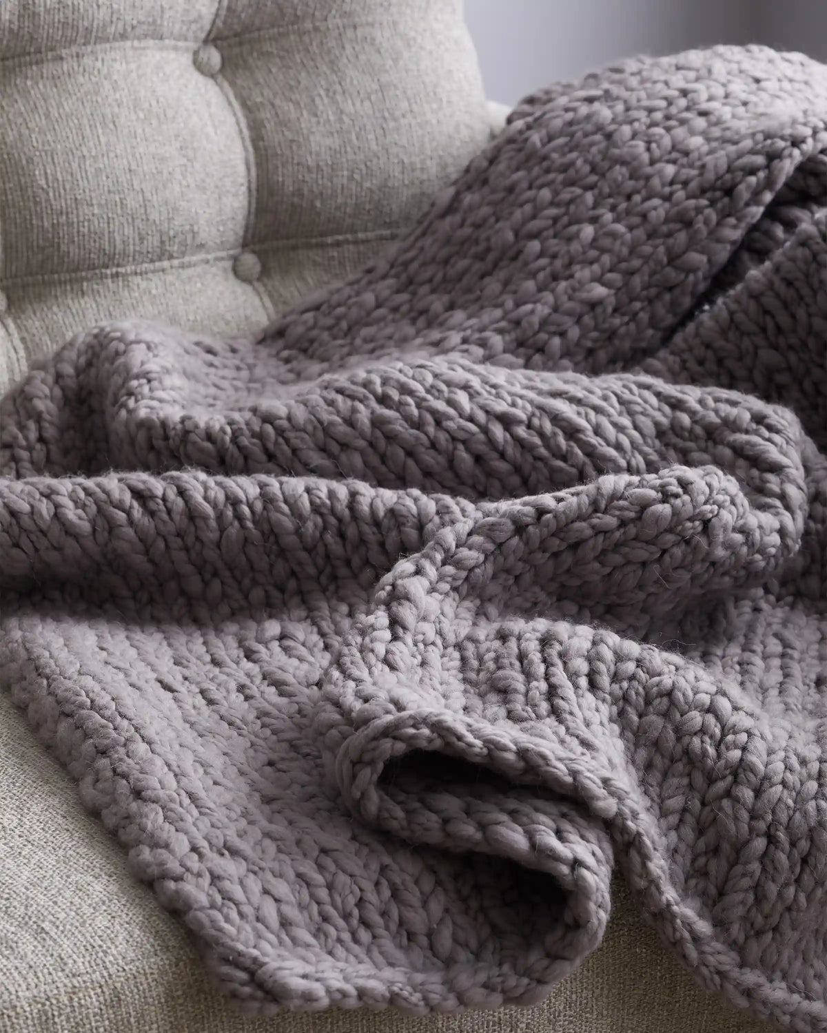 Chunky Hand Knit Wool Throw