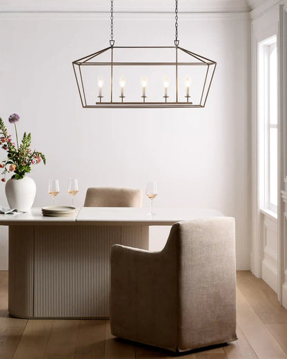 Traditional Steel Linear Lantern Chandelier