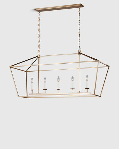 Traditional Steel Linear Lantern Chandelier