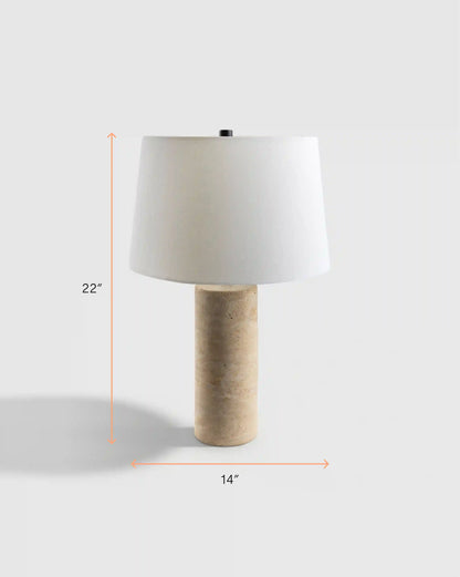 Travertine Table Lamp with Drum Shade