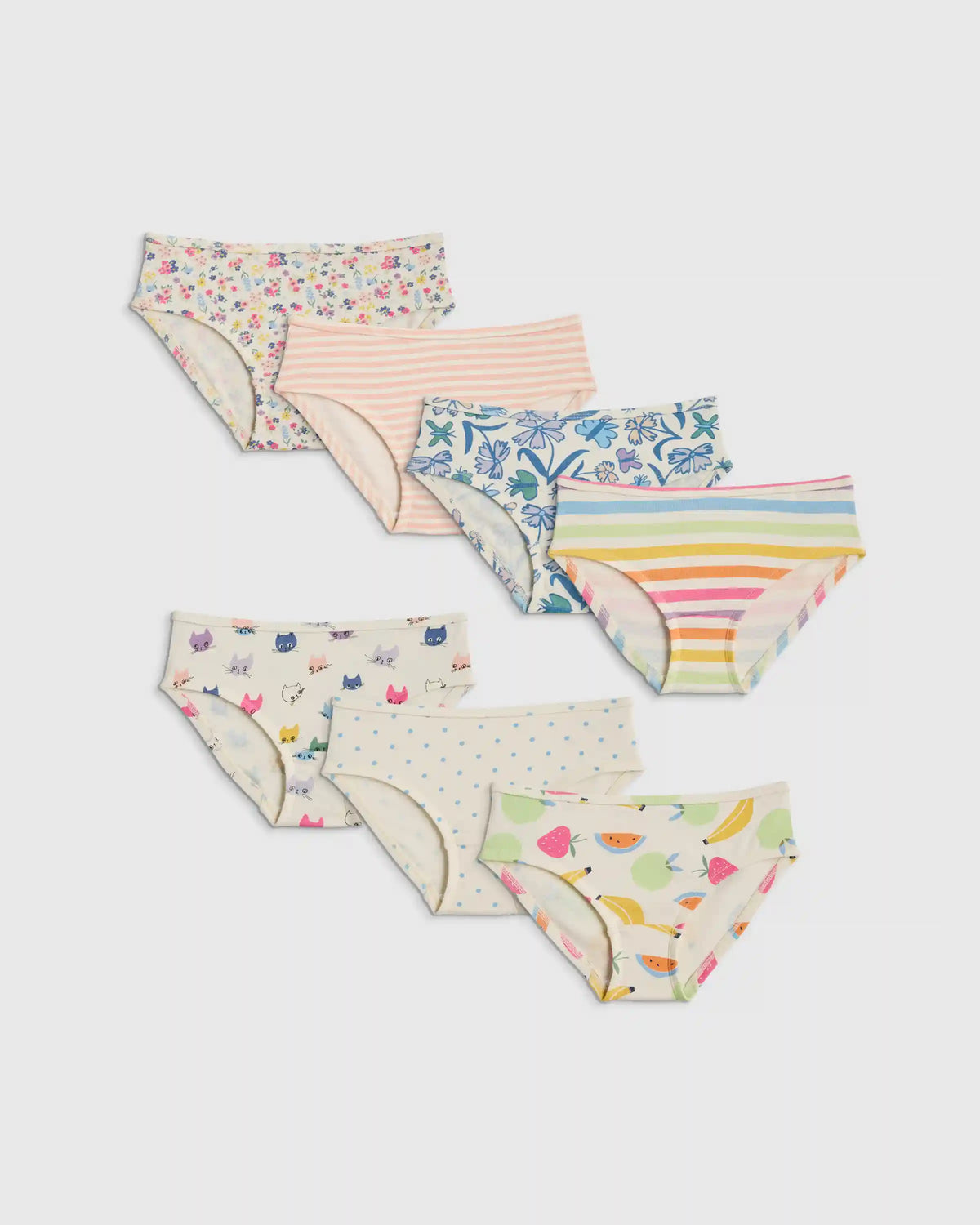 Girls 100% Organic Cotton Hipster 7-pack