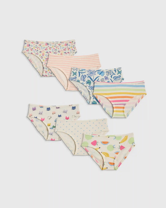 Girls 100% Organic Cotton Hipster 7-pack
