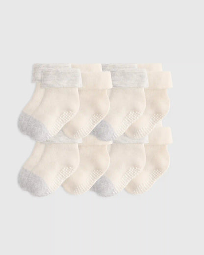 Organic Cotton Gripper Fold Over Socks 8-Pack