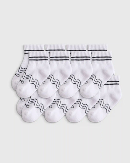 Organic Cotton Gripper Quarter Crew Socks 8-Pack