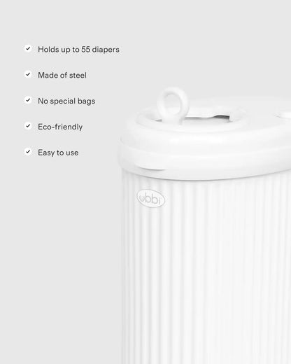 Ubbi Fluted Stainless Steel Diaper Pail