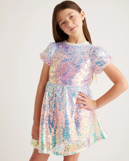 Sequin Flutter Sleeve Dress