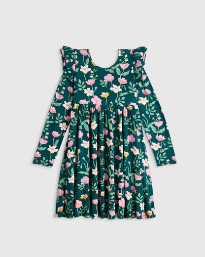Bamboo Long Sleeve Flutter Twirl Dress