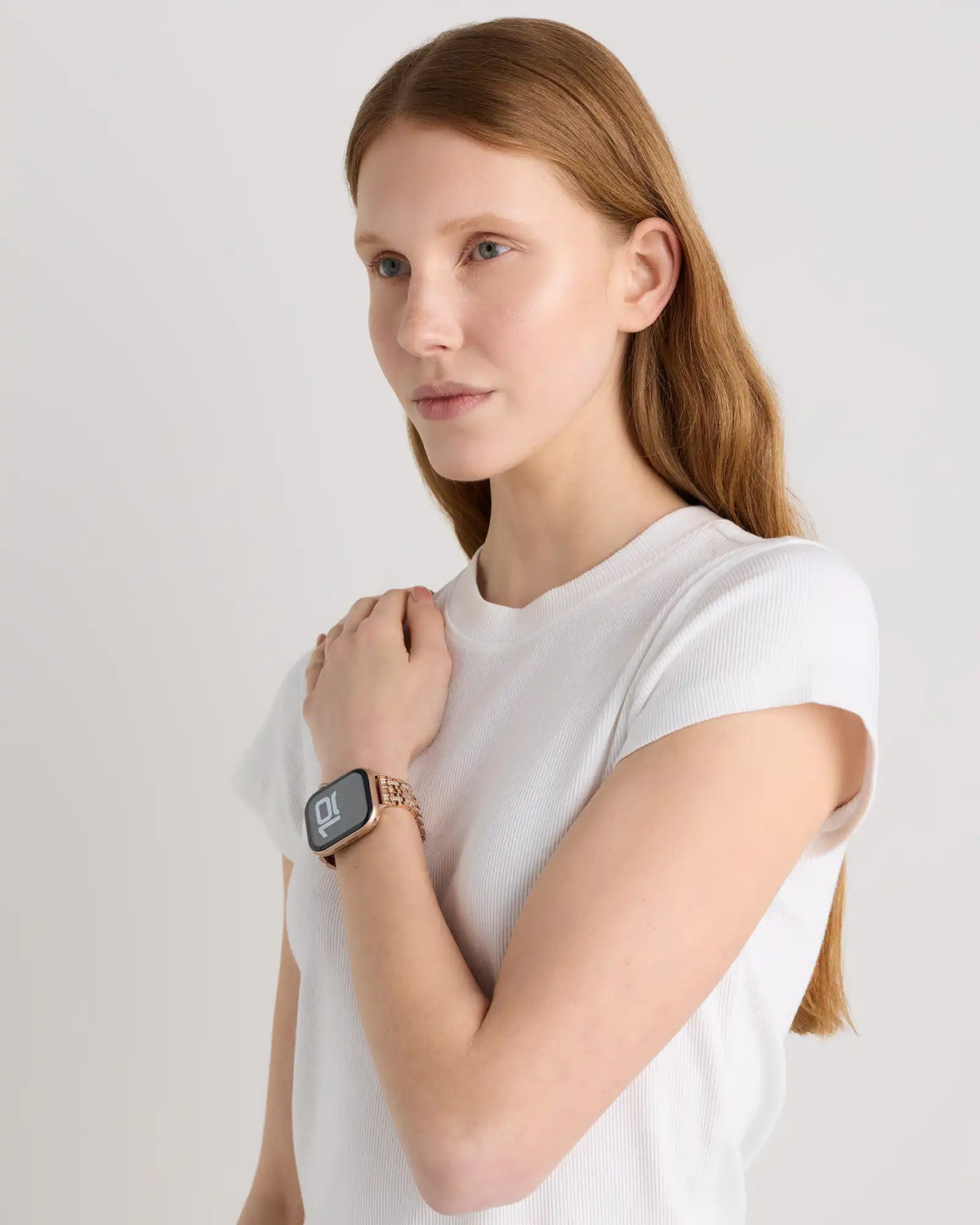 Stainless Steel & Pave Bracelet Smartwatch Band